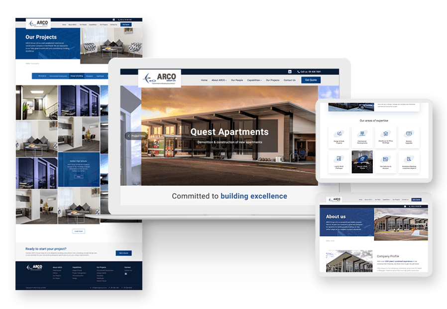 Deremast created the website for construction company ARCO to present their services